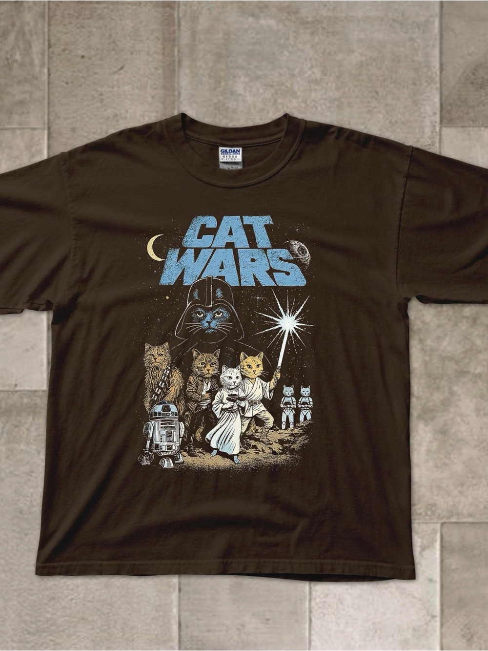 Gildan Black 'Cat Wars' Graphic Tee